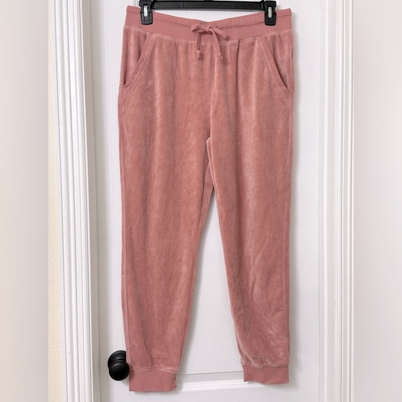 Fashion Nova pink mauve velvet jogger pants size L - Picture 1 of 7